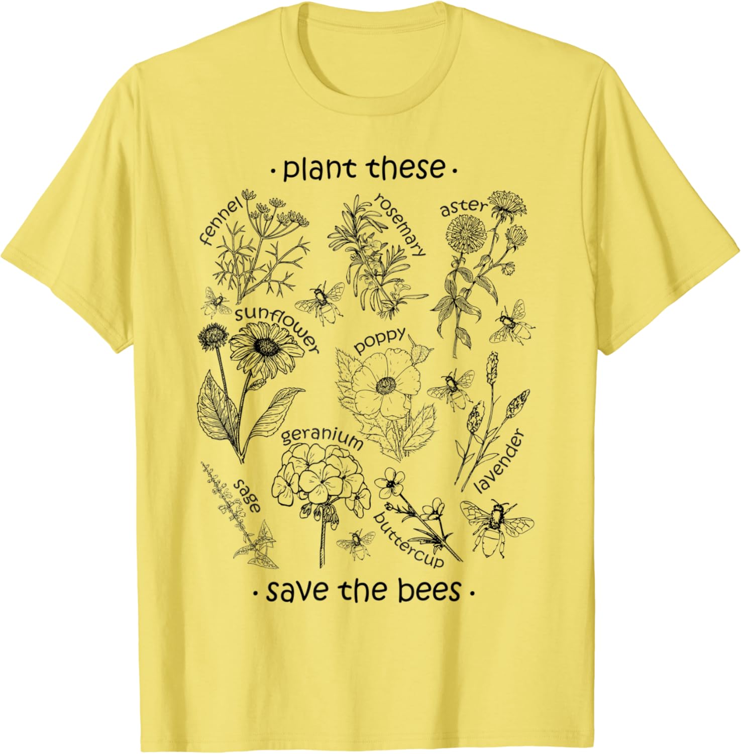 Plant These Save The Bees Shirt Yellow TShirt Clothing